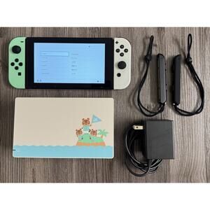 Nintendo Switch V2 Animal Crossing Edition Console w/ Dock, Charger, & Wraps